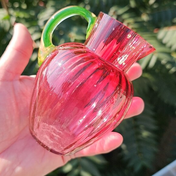 Uranium Glass Handle Cranberry Glass 1890s Collectible English Decanter Wow! - Picture 1 of 13